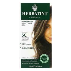 Стійкий рослинний гель-фарба для волосся, 5C світлий попелястий каштан, Herbatint, 4,5 рідких унції