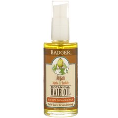 Ботанічна олія для волосся Аргана, олія жожоба і баобаб, Badger Company, 2 рідкі унції (59,1 мл)