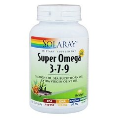 Омега 3-7-9 с витамином D3 Solaray (Super Omega 3-7-9 with Vitamin D3) 120 капсул купить в Киеве и Украине
