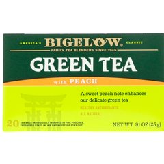 Зеленый чай с персиком, Bigelow, 20 чайных пакетиков, 0,91 унции (25 г) купить в Киеве и Украине