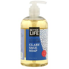 Натуральное мыло для кожи, шалфей шалфей, Naturally Skin-Soothing Soap, Clary Sage, Better Life, 354 мл купить в Киеве и Украине