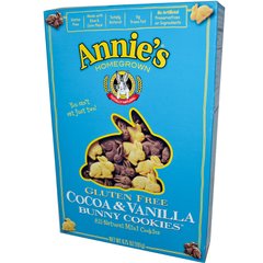 Печиво у формі кроликів без клейковини, з какао і ваніллю, Annie's Homegrown, 675 унцій (191 г)