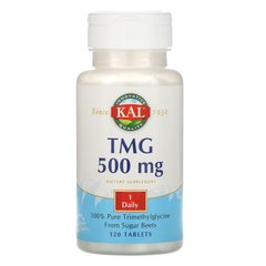Триметилгліцин, ТМГ, TMG, KAL, 500 мг, 120 таблеток