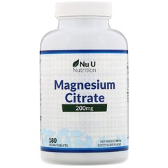 Магній цитрат Nu U Nutrition (Magnesium Citrate) 200 мг 180 веганських таблеток