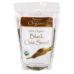 100% натуральне чорне насіння Чіа, 100% Organic Black Chia Seed, Swanson, 454 г
