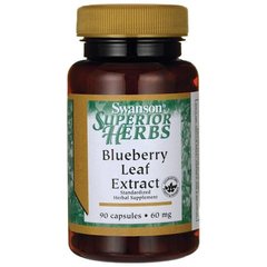 Екстракт чорниці, Blueberry Leaf Extract, Swanson, 60 мг, 90 капсул