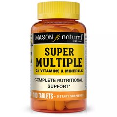 Мультивитамины и минералы Mason Natural (Super Multiple 34 Vitamins and Minerals) 100 таблеток купить в Киеве и Украине