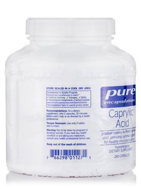Каприловая кислота Pure Encapsulations (Caprylic Acid) 240 капсул купить в Киеве и Украине