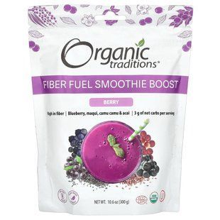 Organic Traditions, Fiber Fuel Smoothie Boost, ягоди, 300 г (10,6 унції)