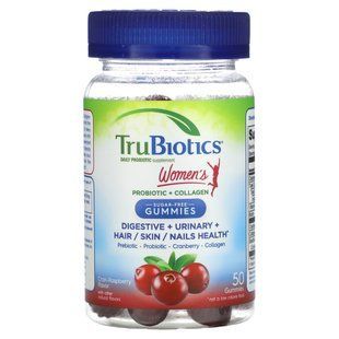 TruBiotics, Women's Probiotic + Collagen, Digestive, Urinary, Hair/Skin/Nails Health, Cran-Raspberry, 50 Gummies купить в Киеве и Украине