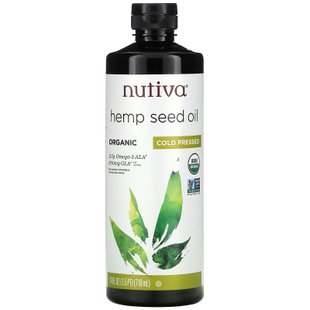 Органическое конопляное масло, холодного отжима, Nutiva, 710 мл (24 жидкие унции) купить в Киеве и Украине