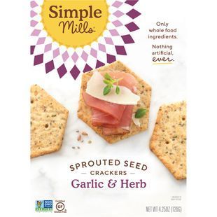 Пророслі насіннєві крекери, часник і трави, Simple Mills, 4,25 унції (120 г)