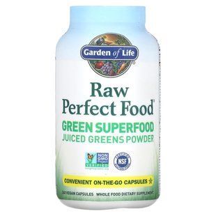 Garden of Life, Raw Perfect Food, Green Superfood, Greens Juice Powder, 240 Vegan Capsules