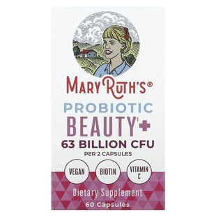 MaryRuth's, Probiotic Beauty+, 63 Billion CFU, 60 Capsules (31.5 Billion CFU per Capsule) купить в Киеве и Украине