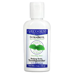 Отбеливатель для зубов без фтора Eco-Dent (ExtraBrite Baking Soda Tooth Powder Fluoride Free Dazzling Mint) 56 г купить в Киеве и Украине