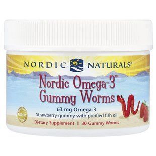 Норвежская Омега-3 клубничные черви Nordic Naturals (Nordic Omega-3 Gummy Worms Strawberry Gummy) 30 шт купить в Киеве и Украине