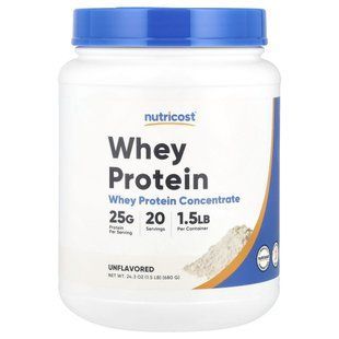 Nutricost, Whey Protein Concentrate, Unflavored, 1.5 lb (680 g) купить в Киеве и Украине