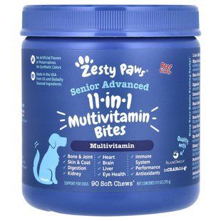 Zesty Paws, Senior Advanced, 11-in-1 Multivitamin Bites, For Dogs, Beef, 90 Soft Chews, 11.1 oz (315 g) купить в Киеве и Украине