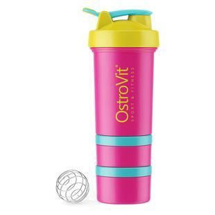 OstroVit-**Shaker** Premium Miami Vibes Edition OstroVit 450 мл **Yellow-pink with two containers**