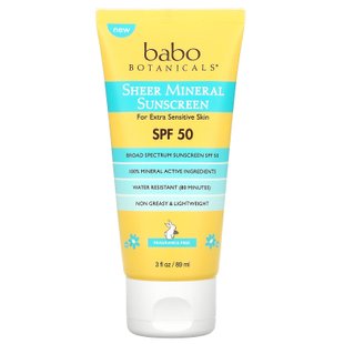 Babo Botanicals, Минеральное солнцезащитное средство SPF 50, без запаха, 3 жидких унции (89 мл) купить в Киеве и Украине