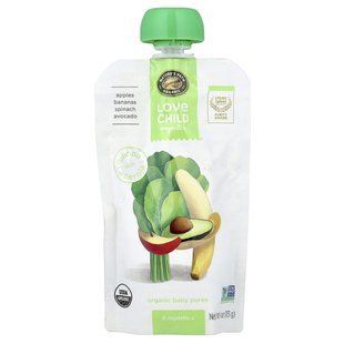 Love Child Organics, Organic Baby Puree, 6 Months+, Apples, Bananas, Spinach, Avocado, 4 oz (113 g) купить в Киеве и Украине