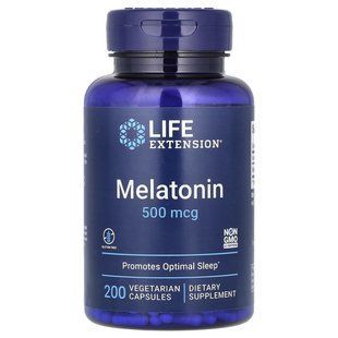 Мелатонин Life Extension (Melatonin) 0.5 мг 200 вегетарианских капсул купить в Киеве и Украине