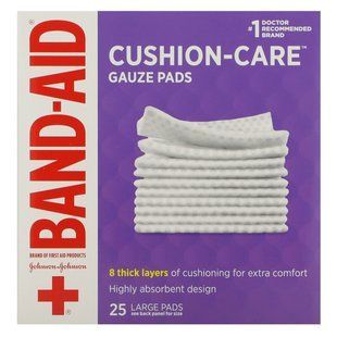 Band Aid, Cushion-Care, Gauze Pads, Large, 25 Pads купить в Киеве и Украине