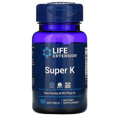 Вітамін K і K2 комплекс Life Extension (Super K with advanced K2) 2600 мкг 90 капсул