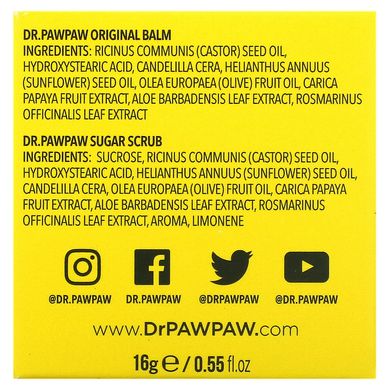 Цукровий скраб для губ та оригінальний бальзам Dr. PAWPAW (Lip Sugar Scrub & Original Balm) 16 г