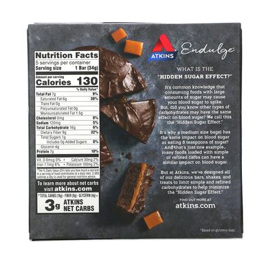 Atkins, Endulge, шоколадно-карамельная помадка, 5 батончиков по 1,2 унции (34 г) каждая купить в Киеве и Украине