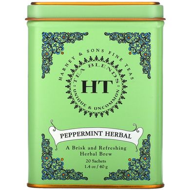 Harney & Sons, HT Tea Blends, Peppermint Herbal, Caffeine Free, 20 Sachets, 1.4 oz (40 g)