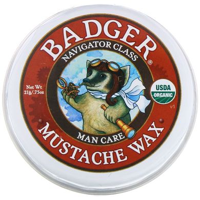 Органічний віск для вусів, для чоловіків, Badger Company, 0,75 унцій (21 гр)
