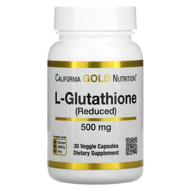 Відновлений глутатіон California Gold Nutrition (L-Glutathione Reduced) 500 мг 30 рослинних капсул