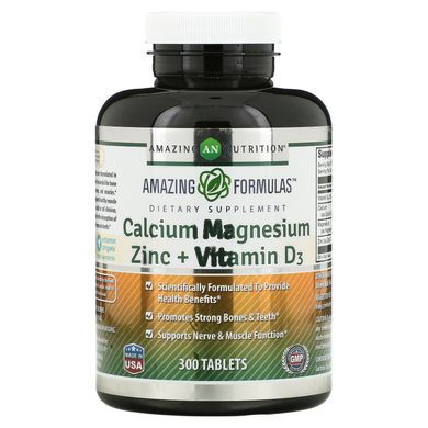 Кальций магний цинк + витамин Д3 Amazing Nutrition (Calcium Magnesium Zinc + Vitamin D3) 300 таблеток купить в Киеве и Украине