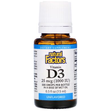 Вітамін D3 краплі Natural Factors (Vitamin D3 Drops) 1000 МО 15 мл