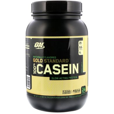 Gold Standard 100% казеїн, натуральний смак, французька ваніль, Optimum Nutrition, 2 фунта (907 г)