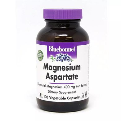 Магний Аспартат Bluebonnet Nutrition (Magnesium Aspartate) 400 мг 100 вегетарианских капсул купить в Киеве и Украине