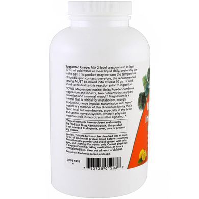 Магній і інозитол для розслаблення лимонад Now Foods (Magnesium Inositol Relax) 454 г