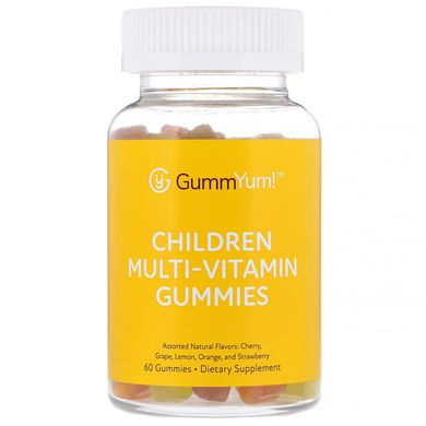 Жевательные мультивитамины для детей, с разными натуральными ароматизаторами, GummYum!, 60 жевательных таблеток купить в Киеве и Украине