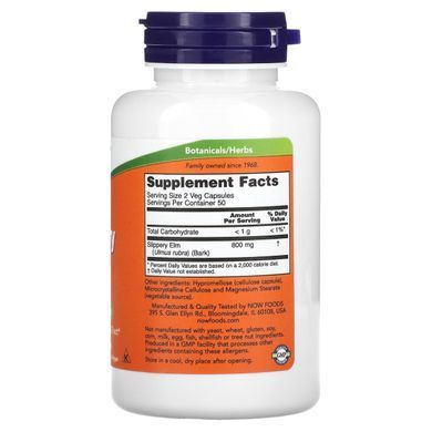 Скользкий вяз Now Foods (Slippery Elm) 400 мг 100 капсул купить в Киеве и Украине