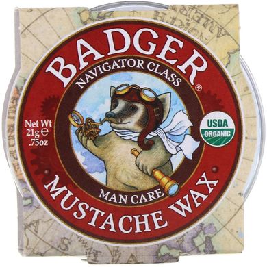 Органічний віск для вусів, для чоловіків, Badger Company, 0,75 унцій (21 гр)