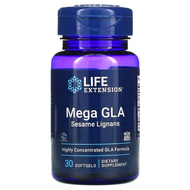 Мега ГЛА з кунжутними лігнанами, Mega GLA with Sesame Lignans, Life Extension, 30 капсул