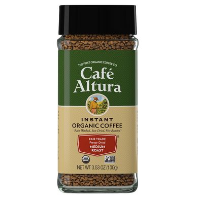 Органічний розчинна кава, середнього обсмаження, сублімації сушіння, Instant Organic Coffee, Medium Roast, Freeze-Dried, Cafe Altura, 100 г