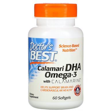 ДГК (докозагексаєнова кислота) 500, Calamari DHA 500, Doctor's Best, 500 мг, 60 м'яких капсул