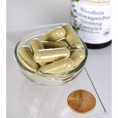 Комплекс родіоли ашваганди та женьшеню Swanson (Rhodiola Ashwagandha Ginseng Complex) 60 капсул