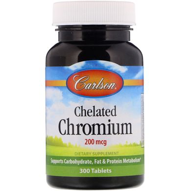 Хром хелат, Chelated Chromium, Carlson Labs, 300 таблеток