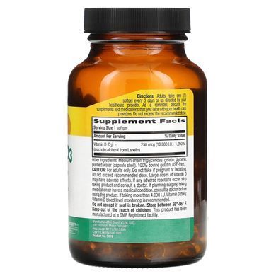Vitamin D3 Country Life (Vitamin D3) 10000 IU 200 capsules.