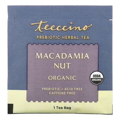 Пребіотичний трав'яний чай, органічний горіх макадамія, без кофеїну, Prebiotic Herbal Tea, Organic Macadamia Nut, Caffeine Free, Teeccino, 10 чайних пакетиків, 2,12 унції (60 г)