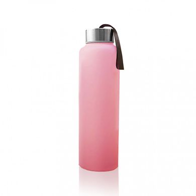 Скляна пляшка для води з силіконовим захистом, рожевий, 400 мл, Everyday Baby, 1 шт