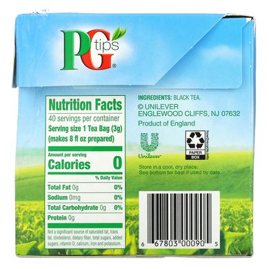 PG Tips, Чорний чай, 40 чайних пакетиків, 4,09 унції (116 г)